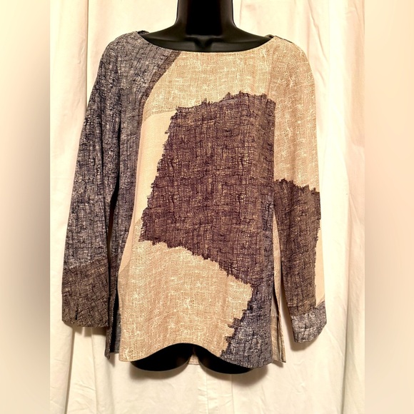 Nic& Zoe 3/4 Sleeve Geometrical Blouse Women's Sz L - Picture 1 of 6